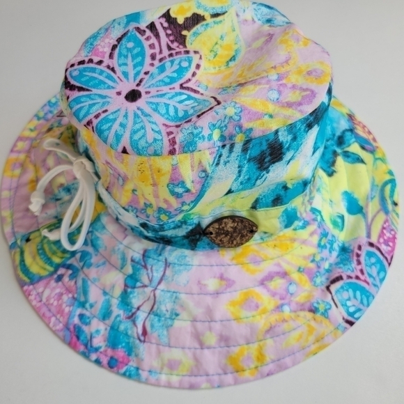 Panama jack women's floral bucket hat one size 100% cotton pre-owned - Picture 8 of 8